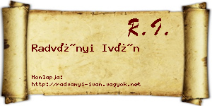 Radványi Iván névjegykártya