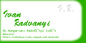 ivan radvanyi business card